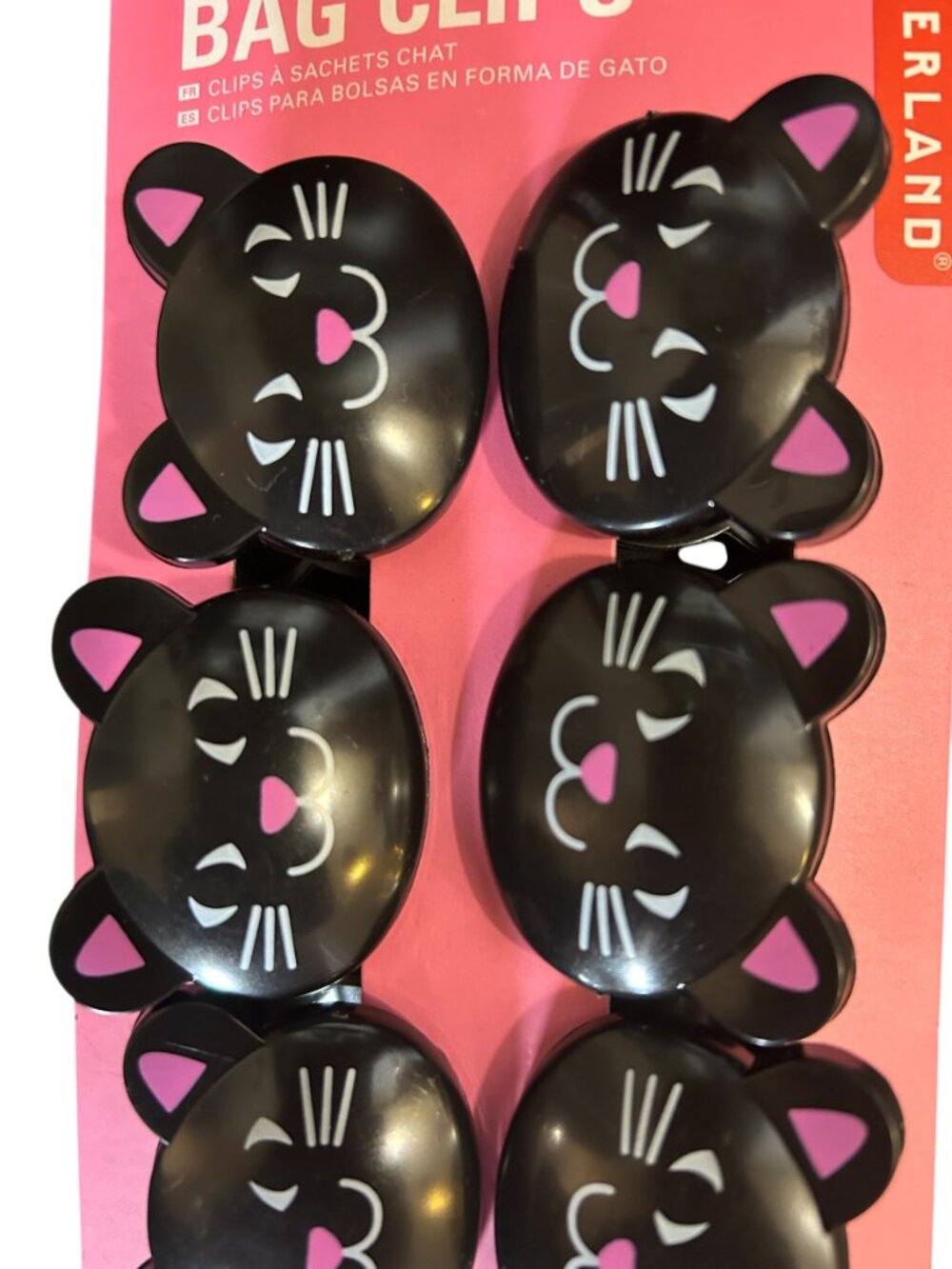 Kikkerland Cat Bag Clips Set of 6 NWT Kitchen Food Storage Clips - Picture 3 of 4